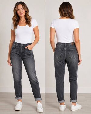 Judy Blue Boyfriend Jeans 7/28 Black Wash Stretch Mid Rise JB88130 30x27